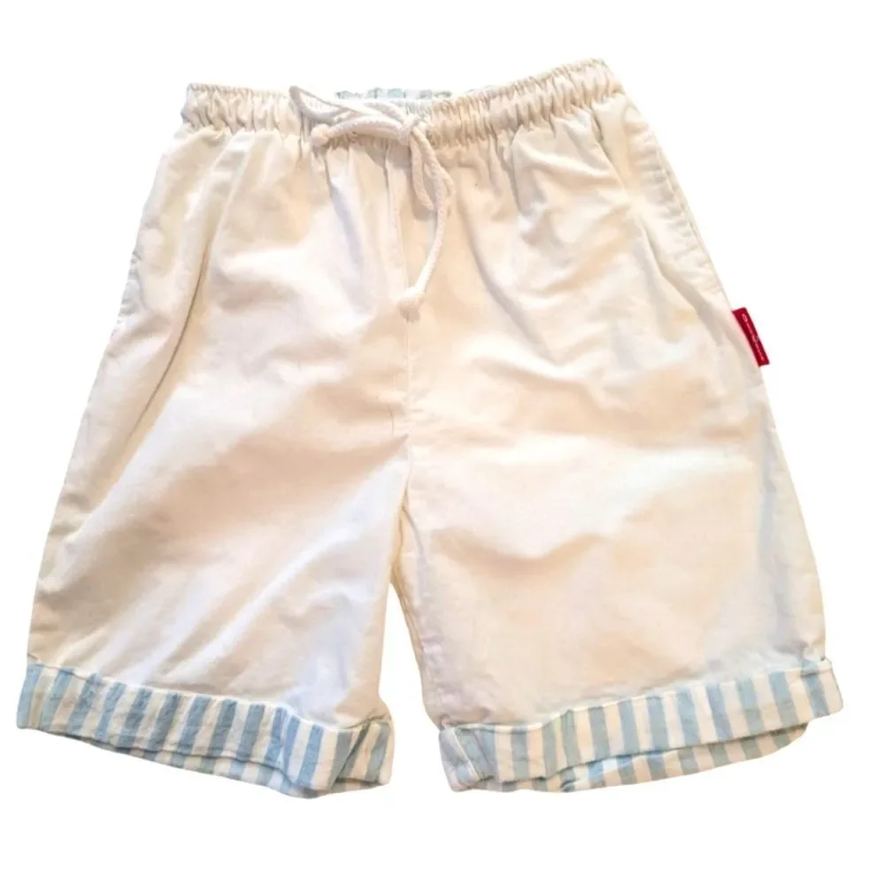 Oshkosh B'gosh Vintage White And Blue Striped Shorts Youth Size 8